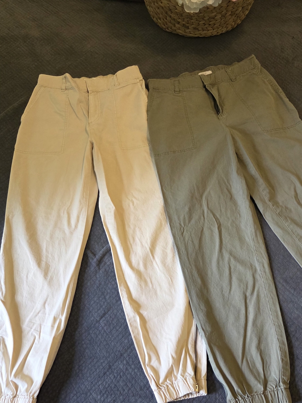 LOFT 2 Pair Of Jogger Pants in Beige and Olive
